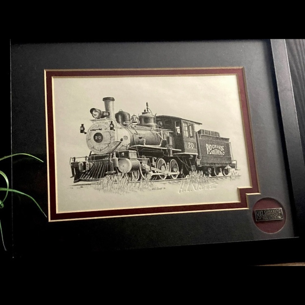 Rare H.L Scott III | Railroad Art | Custom Framed | Custom Matted | W/Lapel Pin